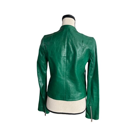 Dolce & Gabbana green leather moto jacket size 42 - Picture 4 of 8